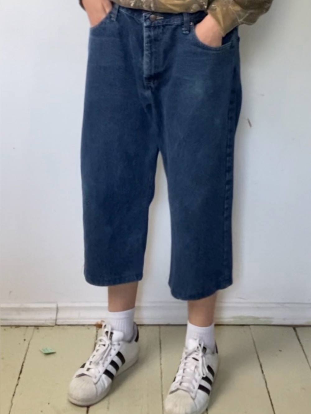 Men's Wide-Leg Dark Blue Jeans